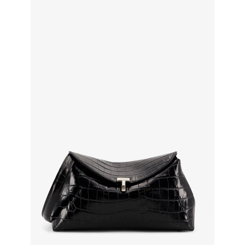 T-Lock Clutch leather shoulder bag with croco effect