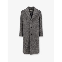 Herringbone pattern wool coat