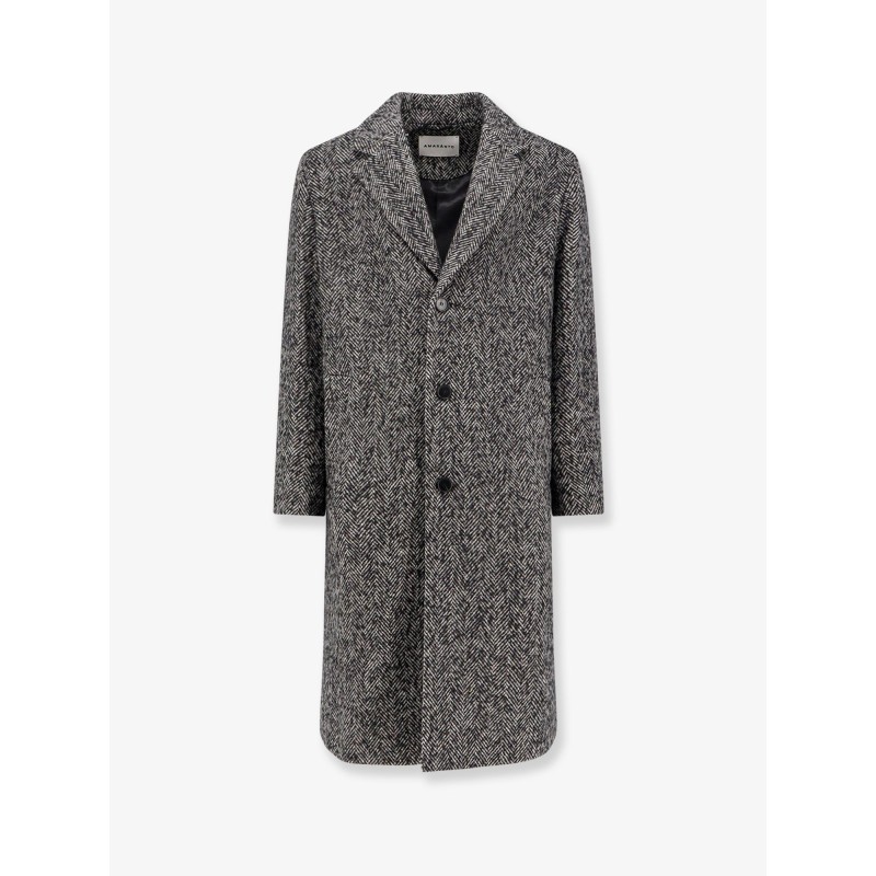 Herringbone pattern wool coat