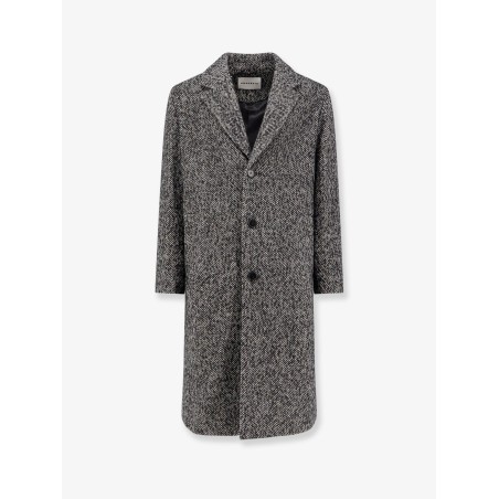 Herringbone pattern wool coat