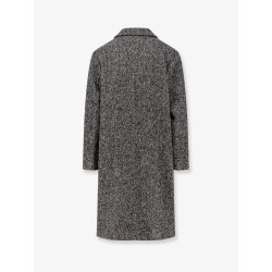 Herringbone pattern wool coat