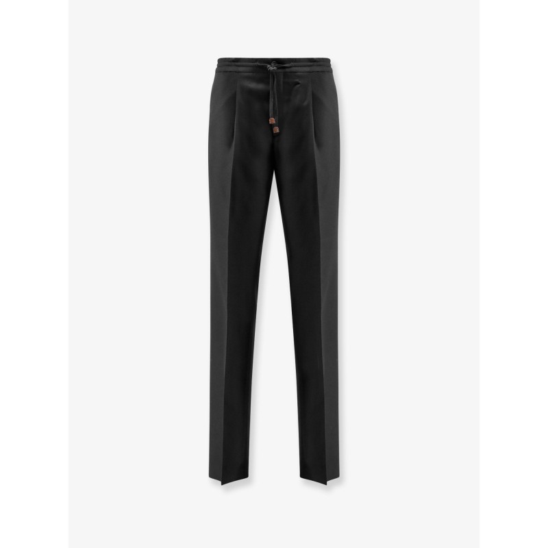 Virgin wool trousers with drawstring