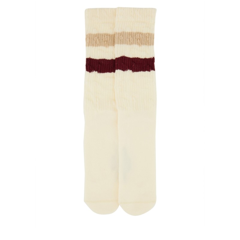 SOCKS WITH DISTRESSED DETAILS AND STRIPES