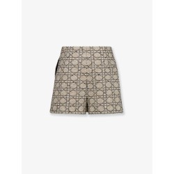 Macrocannage cotton blend tweed shorts