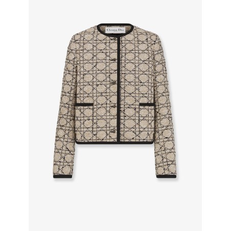 Macrocannage cotton blend tweed blazer