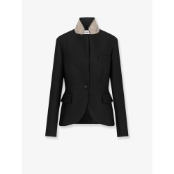 Wool and silk grain de poudre blazer
