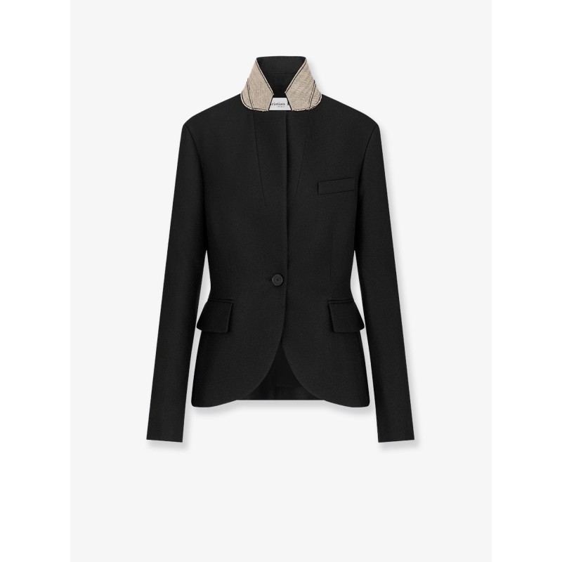 Wool and silk grain de poudre blazer