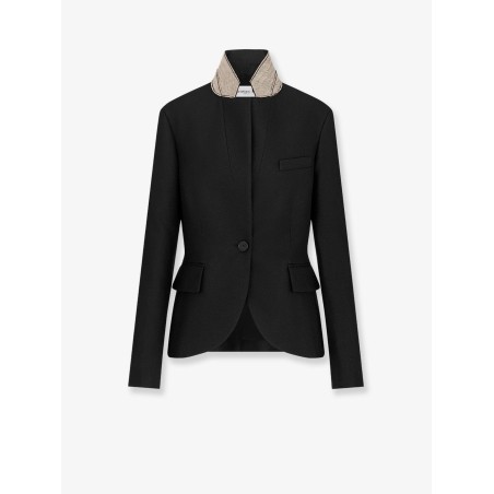 Wool and silk grain de poudre blazer