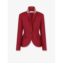 Wool and silk grain de poudre blazer