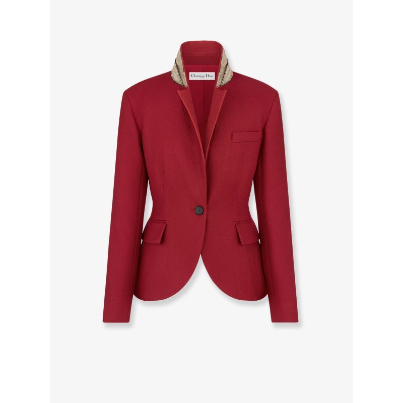 Wool and silk grain de poudre blazer