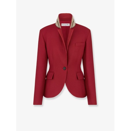 Wool and silk grain de poudre blazer