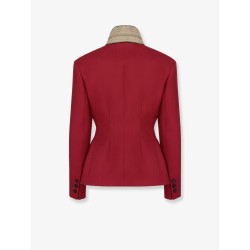 Wool and silk grain de poudre blazer