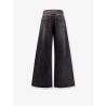 Flared black stone-washed denim jeans