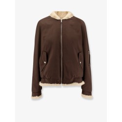 Reversible nylon and faux shearling bomber jacket