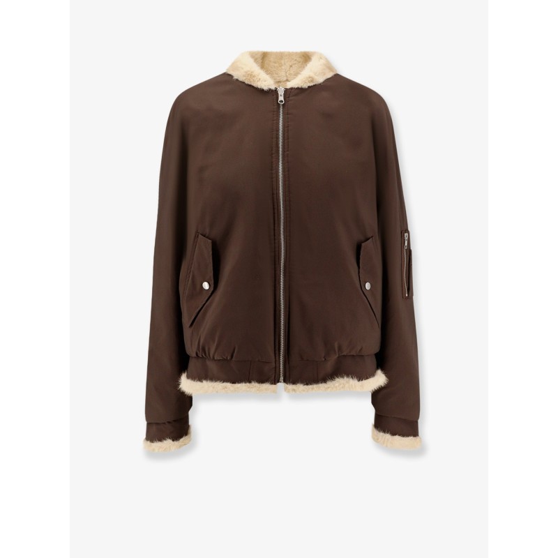 Reversible nylon and faux shearling bomber jacket