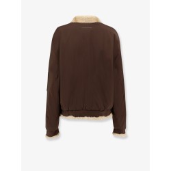 Reversible nylon and faux shearling bomber jacket
