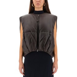 LEATHER "PUFFER" VEST