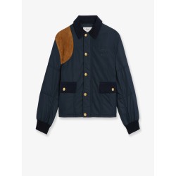 Nylon jacket with suede inserts