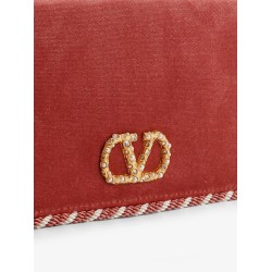 Valentino Garavani velvet bag/wallet with VLogo Signature detail