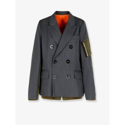 Double-breasted wool and nylon blazer