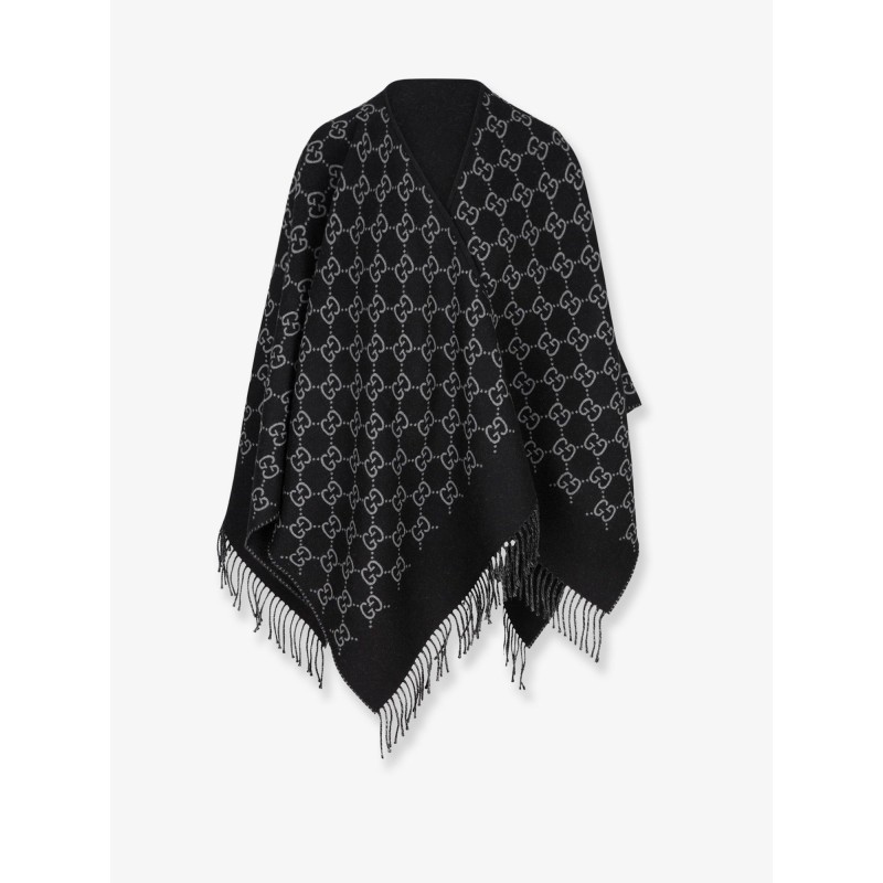 GG jacquard wool cape