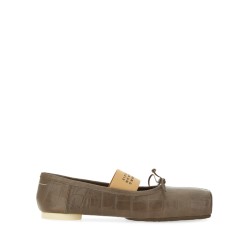 CROCODILE-EFFECT LEATHER BALLERINA