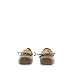CROCODILE-EFFECT LEATHER BALLERINA