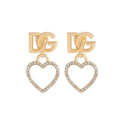 STUD EARRINGS WITH HEARTS AND LOGO