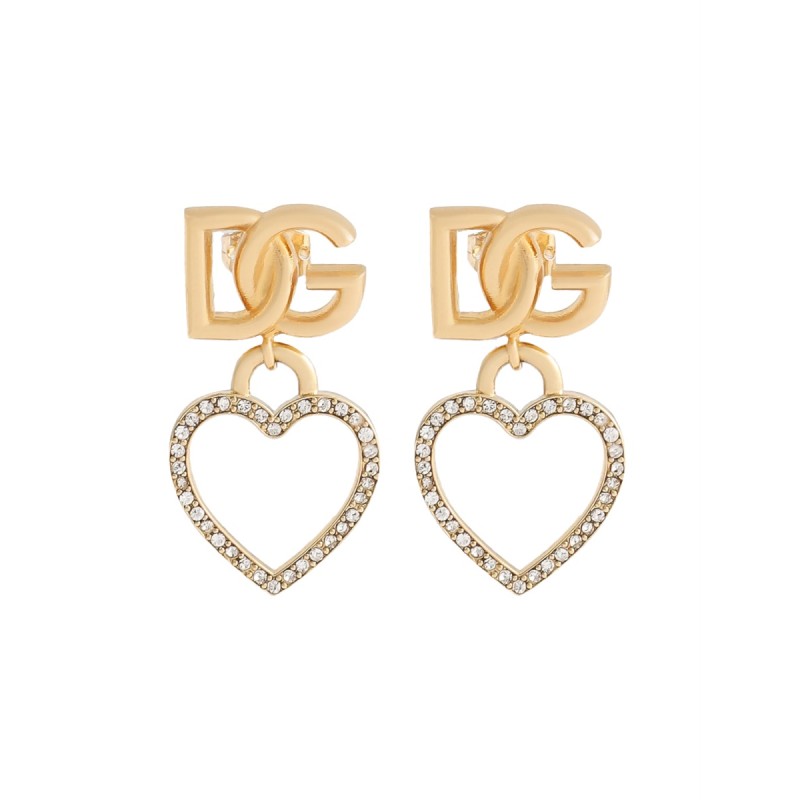STUD EARRINGS WITH HEARTS AND LOGO