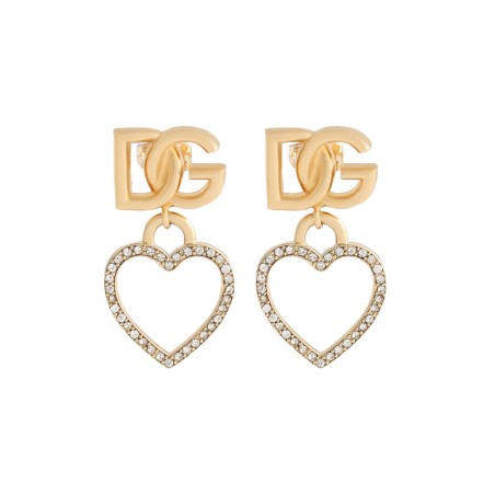 STUD EARRINGS WITH HEARTS AND LOGO