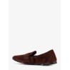 Suede loafer with metal logo detail