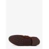 Suede loafer with metal logo detail