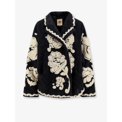 Wool blend coat with Floral Arabesque motif