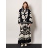 Wool blend coat with Floral Arabesque motif