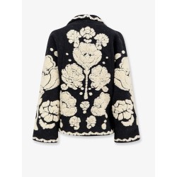 Wool blend coat with Floral Arabesque motif