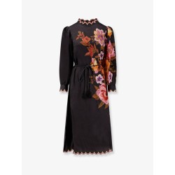 Satin midi dress with floral print