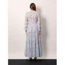 Embroidered tulle long dress