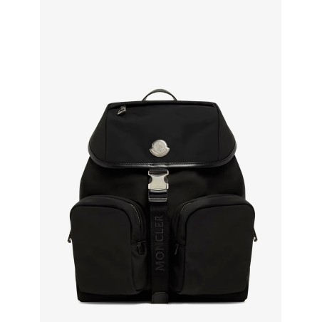 Nylon backpack with leather inserts