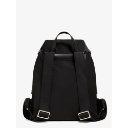Nylon backpack with leather inserts