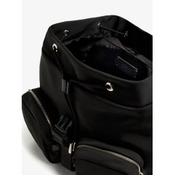 Nylon backpack with leather inserts