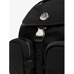 Nylon backpack with leather inserts