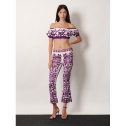 Silk trousers with Maiolica print