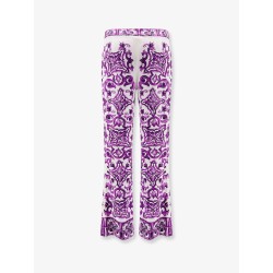 Silk trousers with Maiolica print