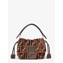 Mamma Baguette Small FF velvet jacquard crossbody bag