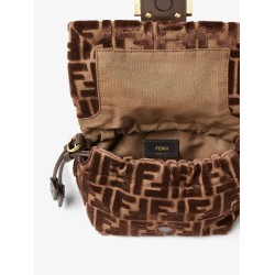 Mamma Baguette Small FF velvet jacquard crossbody bag