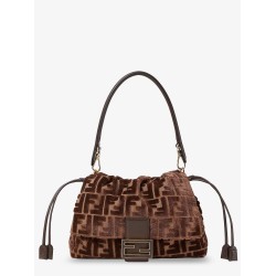Mamma Baguette Medium FF velvet jacquard crossbody bag
