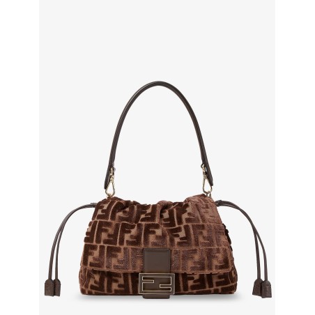 Mamma Baguette Medium FF velvet jacquard crossbody bag