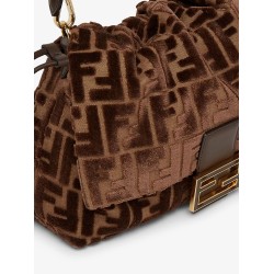 Mamma Baguette Medium FF velvet jacquard crossbody bag