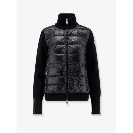 Nylon down jacket with virgin wool inserts
