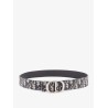 Reversible leather and Dior Oblique fabric belt